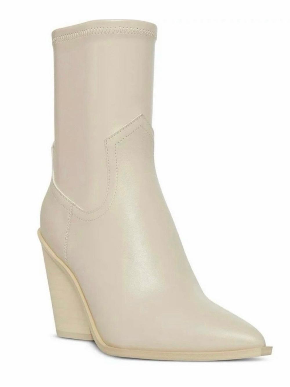 Women’s Pointed-Toe Western Mid Calf Boot - Cream